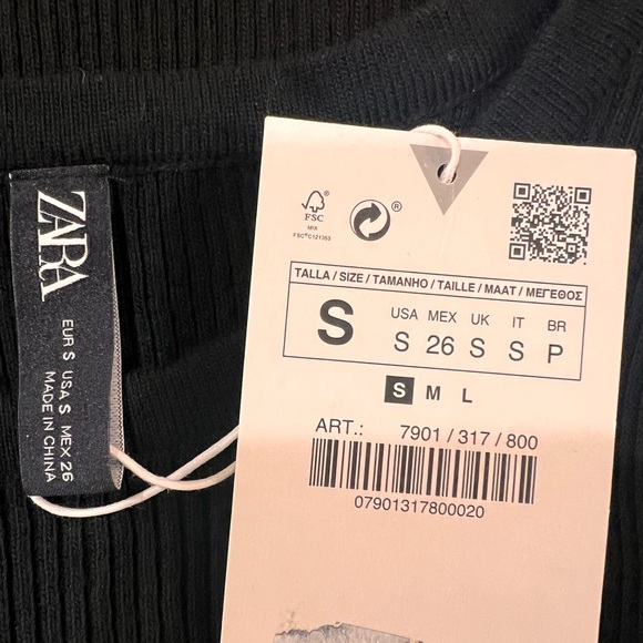 Zara ribbed tshirt with ruffled short sleeves. Size S. NWT - Picture 4 of 5